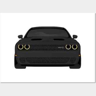 DODGE HELLCAT FRONT BLACK Posters and Art